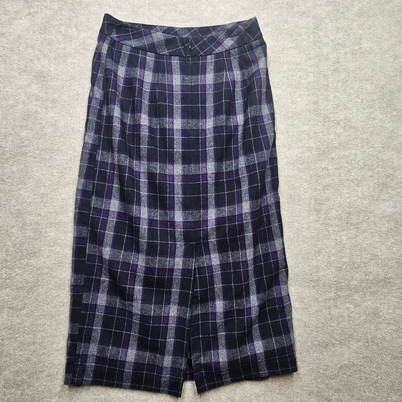 Chadwick’s Purple Plaid Wool Blend Long Pencil Skirt – Size 10 Tall - Picture 7 of 13